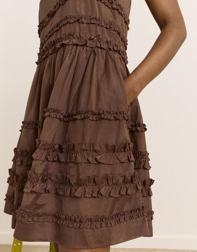 Damson Madder - Reed Drop Waist Ruffle Midi Dress