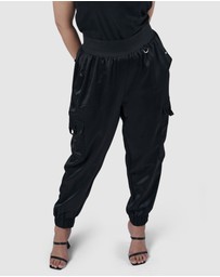 Sunday In The City - Jaded Satin Cargo Pants