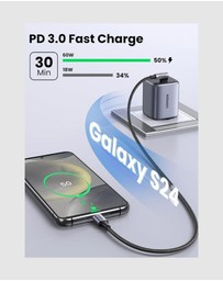 Ugreen - UGREEN 90 Degree Angle USB-C Male to USB-C Male 60W Braided Cable 3m