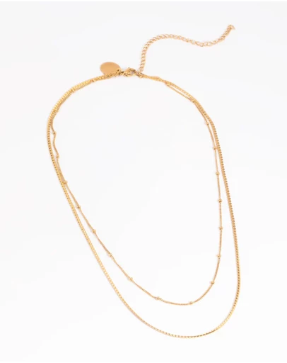 Lovisa - Waterproof Gold Plated Stainless Steel Mixed Chain Layered Necklace