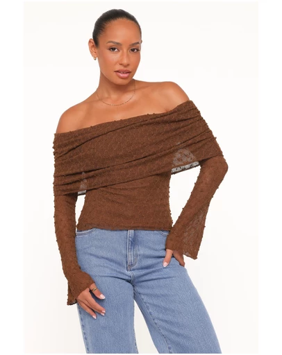 Petal & Pup - Wilma Off Shoulder Top - Chocolate