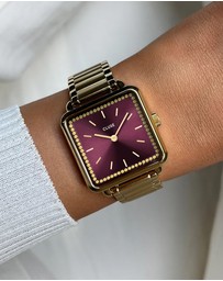 Cluse - La Tétragone Watch Steel, Wine stones, Gold Colour