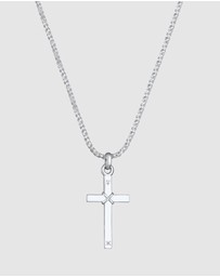 Kuzzoi - ICONIC EXCLUSIVE - Necklace Men Cross Flat Cord 925 Sterling Silver