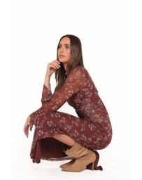 Petal & Pup - Nash Long Sleeve Dress - Rust Floral