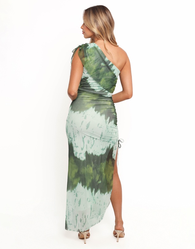 Petal & Pup - Adalynn One Shoulder Midi Dress - Blue/Green
