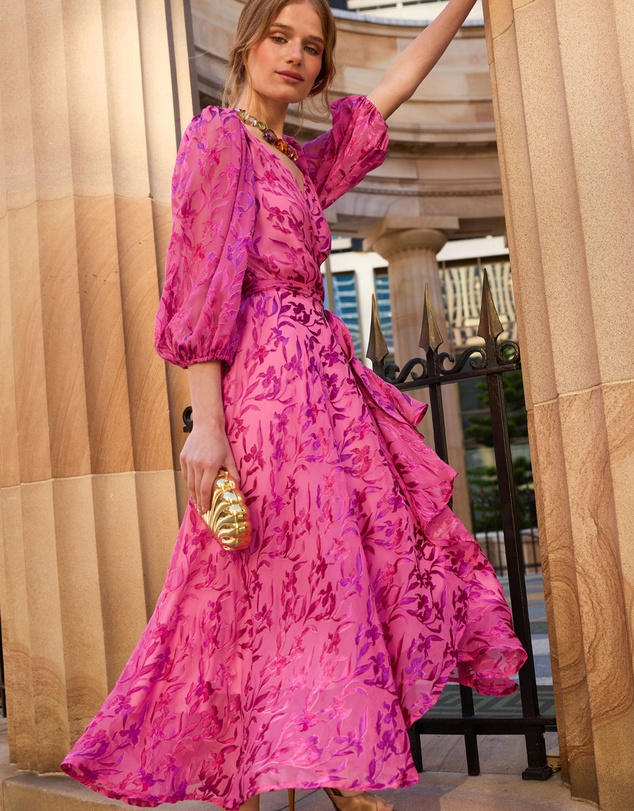 SACHA DRAKE - Sherbet Breeze Midi Wrap Dress