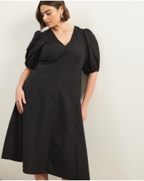 Atmos&Here Curvy - Ally Cotton Puff Sleeve Midi Dress