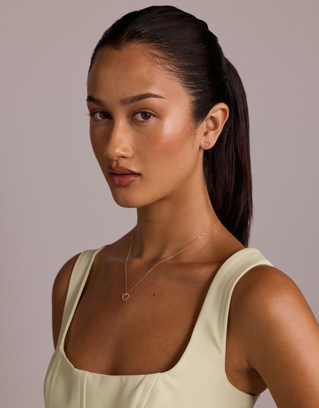 Michael Hill - Bead Heart Pendant and Stud Earrings Set in 10kt Yellow Gold