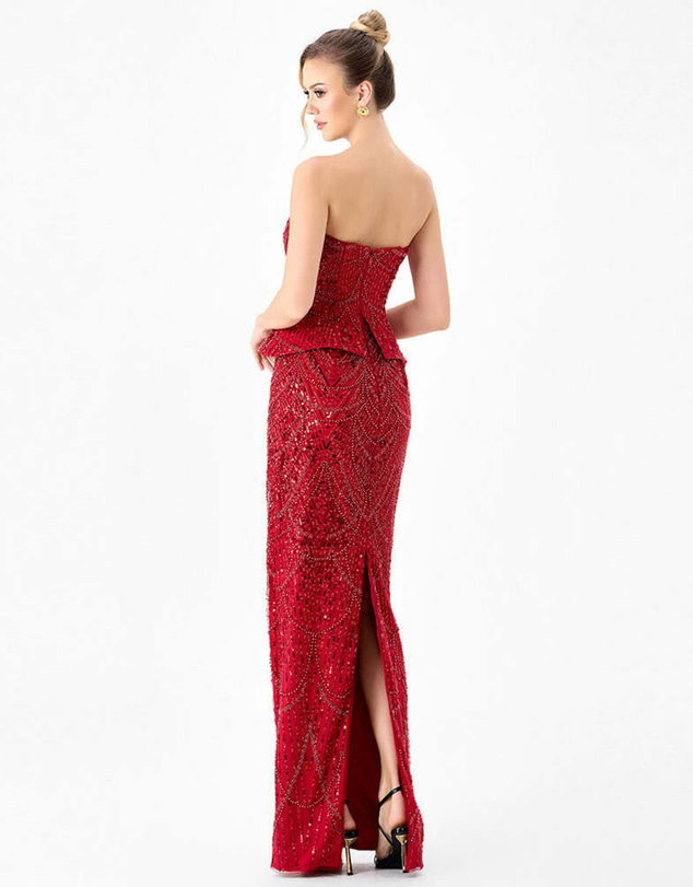 Bariano - Ruzy Peplum Sequin Gown
