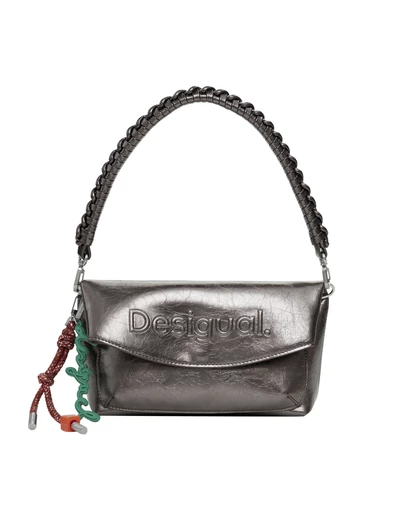 Desigual - Medium metallic flap bag with 3D logo