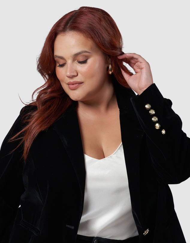 Pink Dusk by Curve Project - Suddenly Fine Velvet Blazer