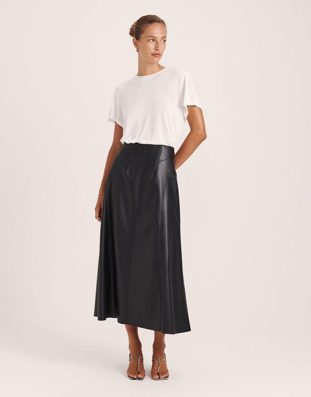SABA - Viv Faux Leather Fluted Skirt