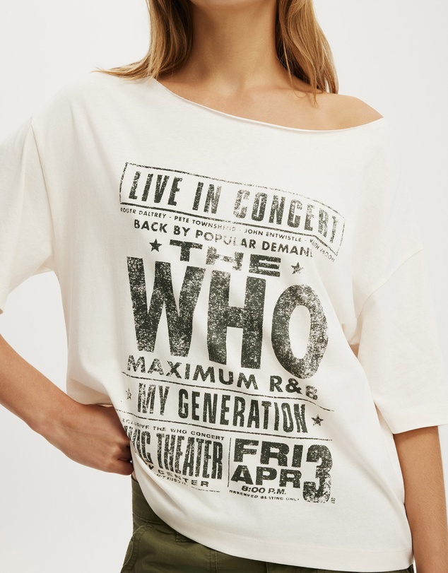 Cotton On - Lcn Music Off Shoulder Boxy Graphic Tee
