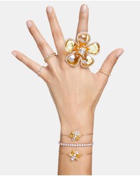 Swarovski - Matrix Tennis bracelet, Round cut, White, Gold-tone plated