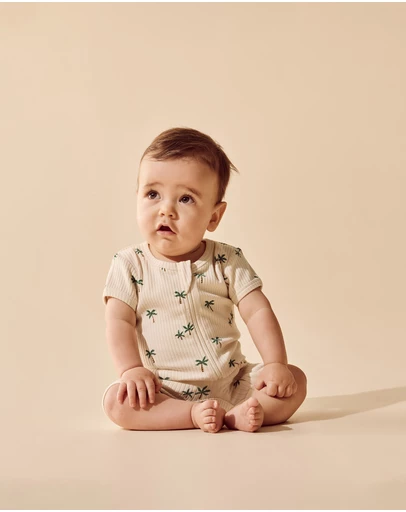 Wilson & Frenchy - Tiny Palm Organic Boyleg Zipsuit - Babies