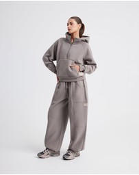 Upstate - Plush Cropped Half Zip Hoodie - Cinder