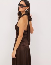 Calli - Sayer Satin Midi Halter Dress