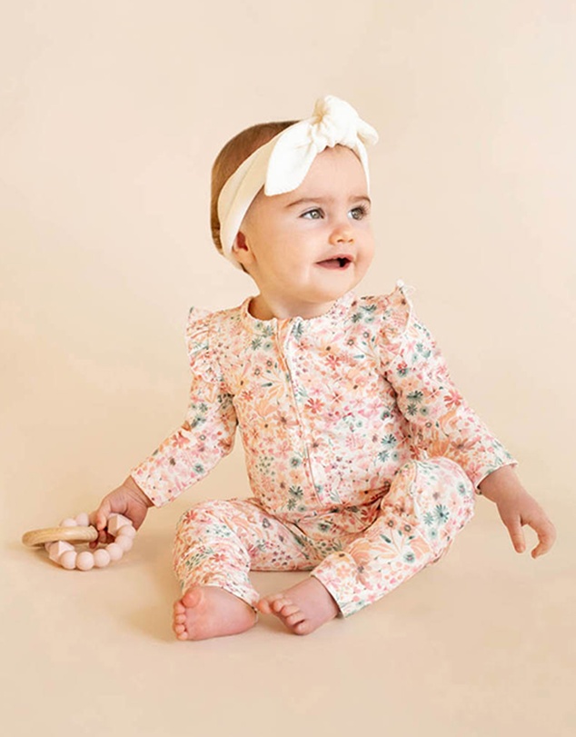 Bebe by Minihaha - Fern Floral Organic LS Zipsuit - Babies
