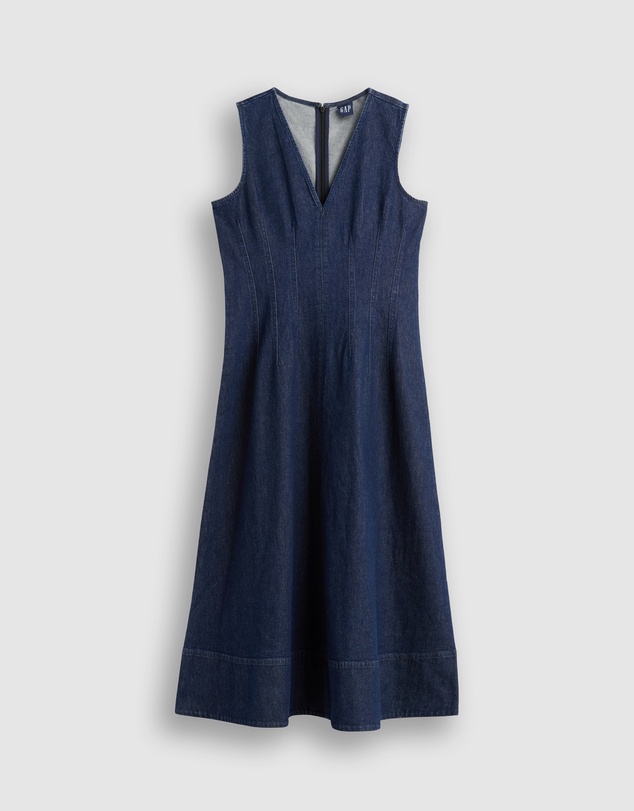 GAP - Sleeveless V-Neck Pintuck Waist Maxi Dress