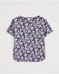 Seasalt - Seasalt Cornwall Navy Bryher View Organic Cotton Boat Neck T-Shirt