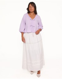 Petal & Pup - Fainche Front Tie Top - Lilac Gingham