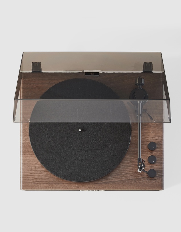 Crosley - Crosley Stave 2-Speed Bluetooth Record Player Turntable with Built-in Speakers, Walnut