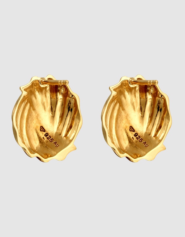 Elli Jewelry - Grooves Stud Earrings in Gold-Plated 925 Silver