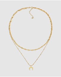Elli Jewelry - Necklace Layer Half Moon Pendant Astro Trend in 925 Sterling Silver Gold Plated