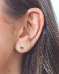 Georgini - Natural Green Agate And Two Natural Diamond May Gold Earrings