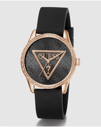 GUESS - Guess Roxy Ladies Black Rose Gold Tone Analogue Watch