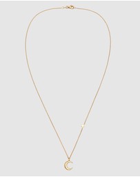 Elli Jewelry - Necklace Pendant Crescent Moon Star Astro in 925 Sterling Silver Gold Plated