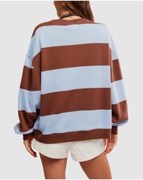 Free People - Classic Stripe Crew Wide Sweatshirt