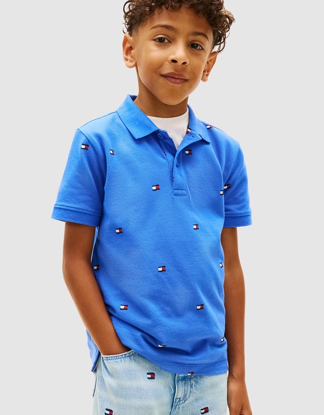 Tommy Hilfiger - Regular Fit Wavy Flag Embroidery Polo Shirt - Kids