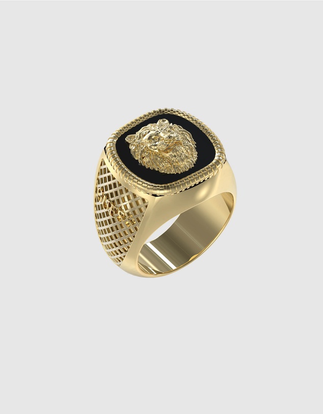 GUESS - Lion King Ring - Gold Tone & Black 62