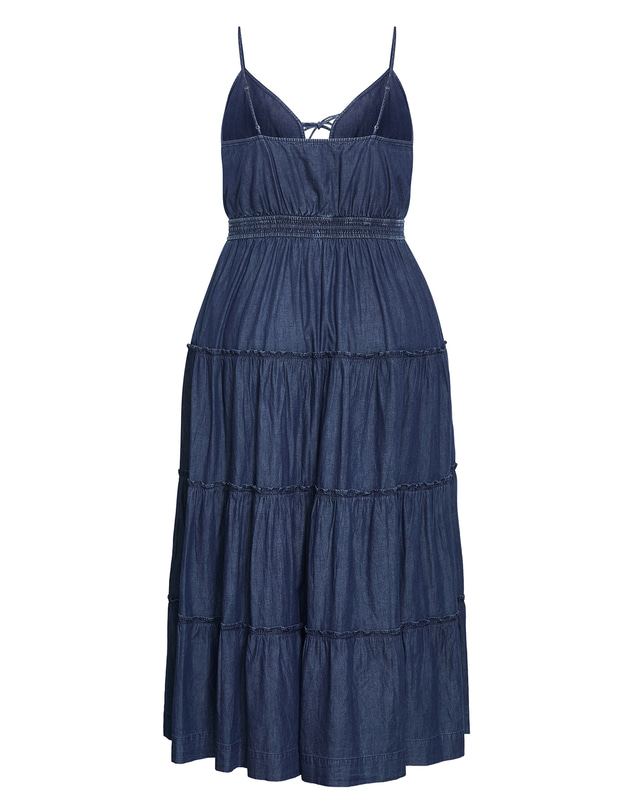 City Chic - Plus size Aiza Chambray Cotton Maxi Dress - dark wash