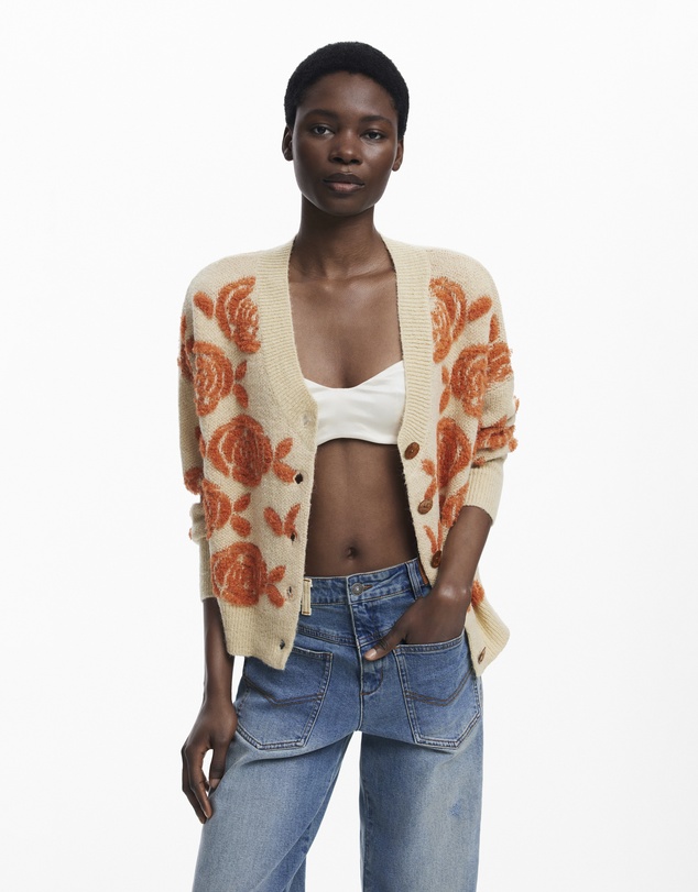 Desigual - Pink button sweater