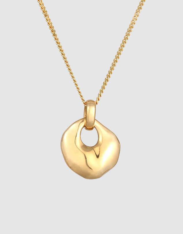 Elli Jewelry - Organic Disc Pendant Necklace in Gold-Plated 925 Silver