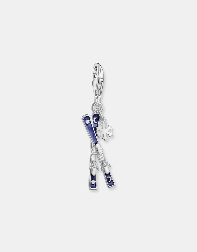 THOMAS SABO - Silver Charm Blue Skis With Snowflake Charm
