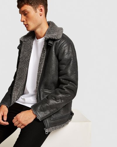 Overdyed Faux Shearling Jacket