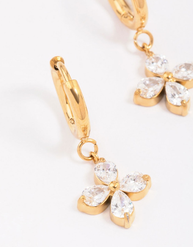 Lovisa - Gold Plated Surgical Steel Flower Huggie Hoop Earrings