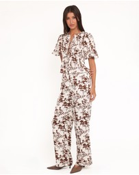Petal & Pup - Winslet Wide Leg Pant - Brown Floral