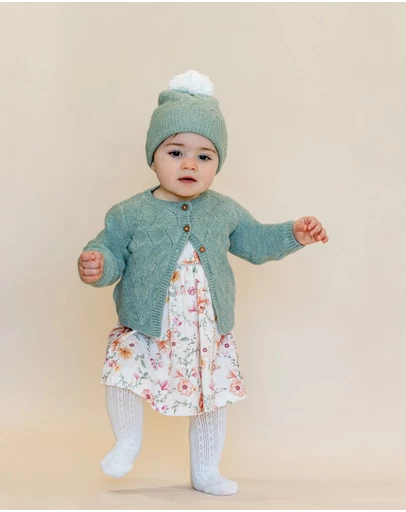 Bebe by Minihaha - Girls Sage Knitted Cardigan 3-7 Yrs