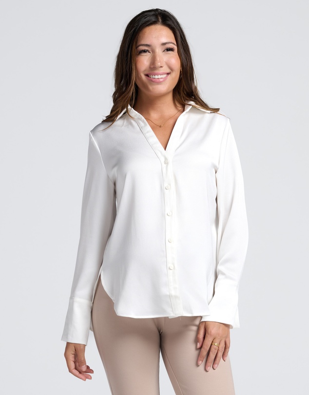 Angel Maternity - Amelia White Maternity Acetate Shirt