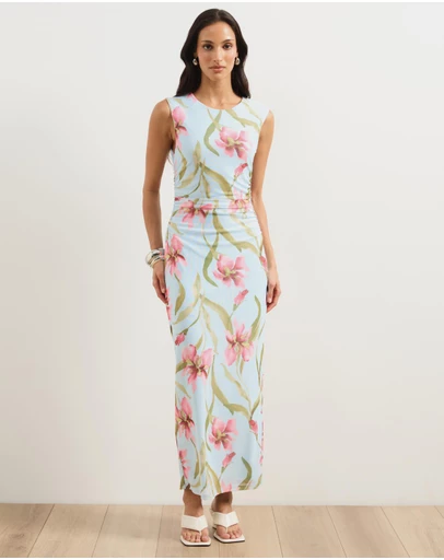 Atmos&Here - Priya Sleeveless Mesh Maxi Dress