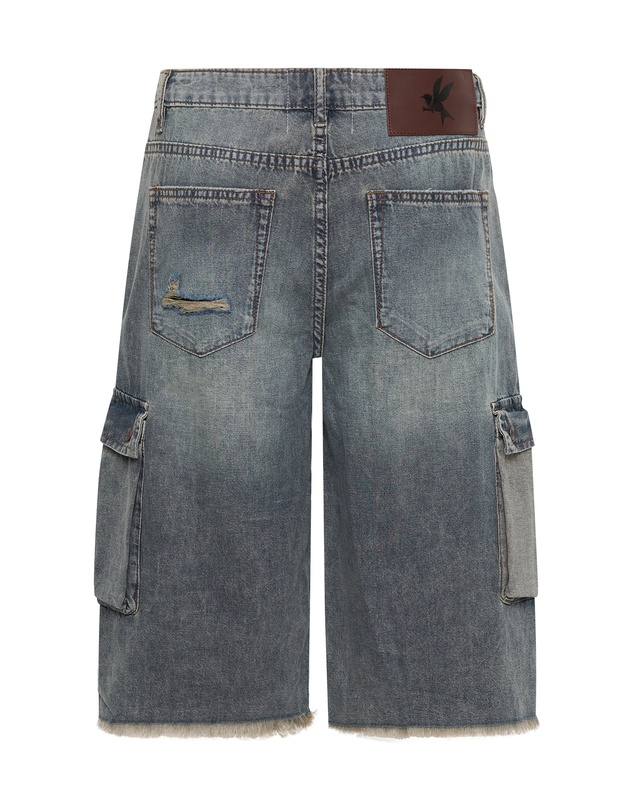 ONE TEASPOON - Skater Girl Low Waist Super Long Leg Denim Jorts - Dirty Blue