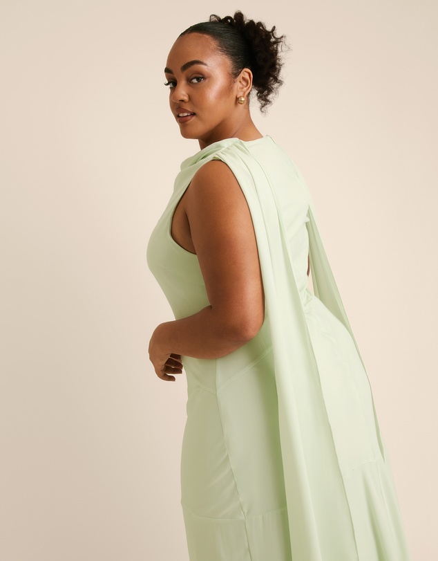 Six Stories - High Cowl Neck Drape Chiffon Bridesmaid Dress