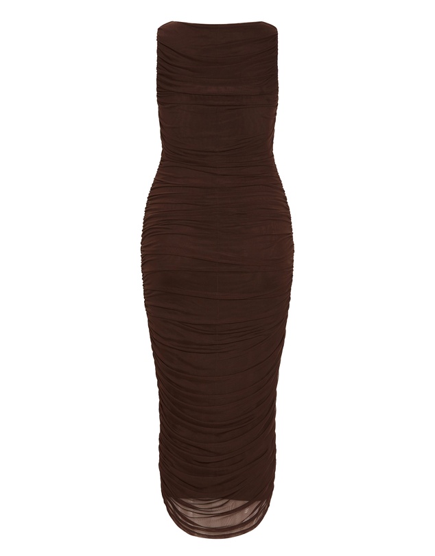 City Chic - Plus sizeHalo Ruched Midi Dress - cocoa