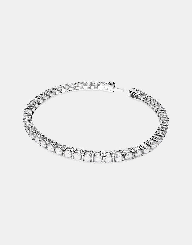 Swarovski - Matrix Tennis bracelet, Round cut, White, Rhodium plated