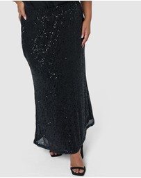 Pink Dusk by Curve Project - Ignition Sequin Midi Skirt