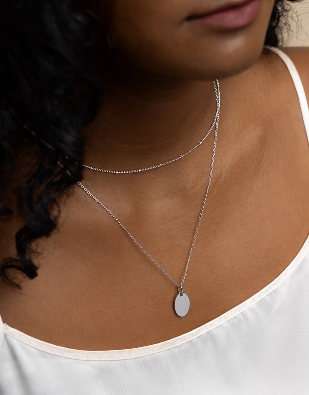 Wanderlust + Co - Beaded Chain Silver Necklace